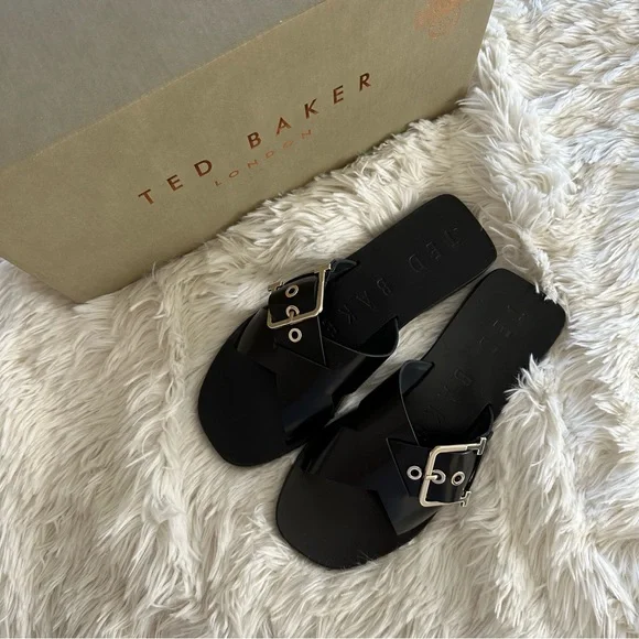 Ted Baker London Buckle Detail Slide Sandal (slide)
BLACK, Size 6 M - Picture 1 of 7
